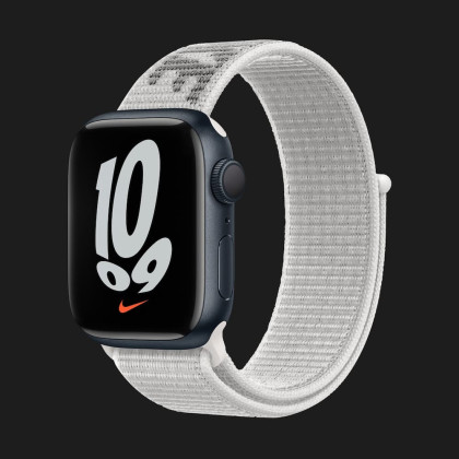 Apple Watch Series 7 45mm Midnight Aluminum Case with Nike Sport Loop (Summit White)